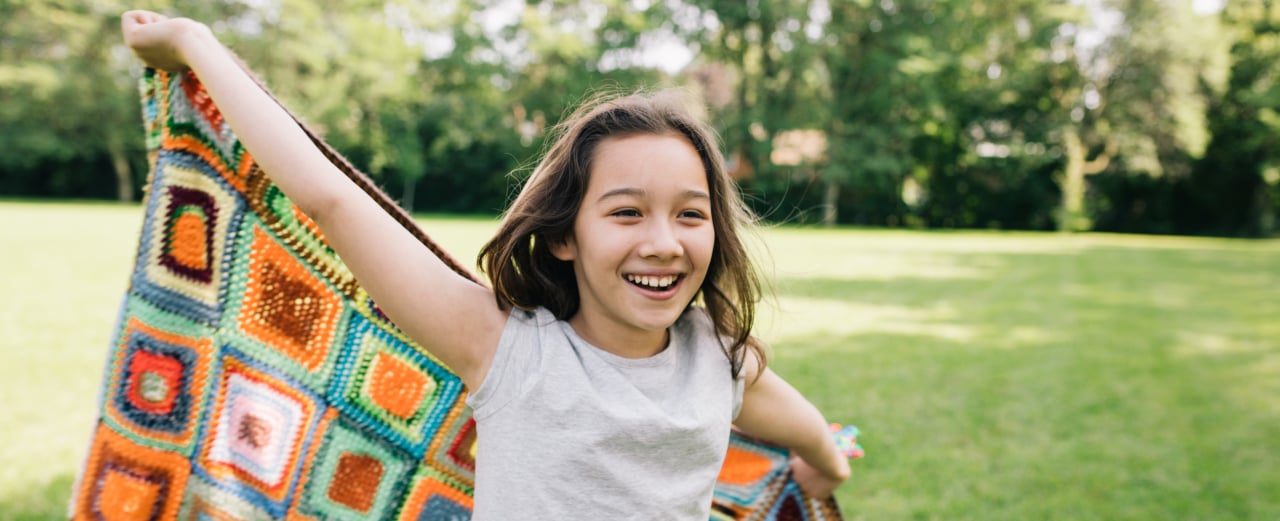 smiling girl in a field