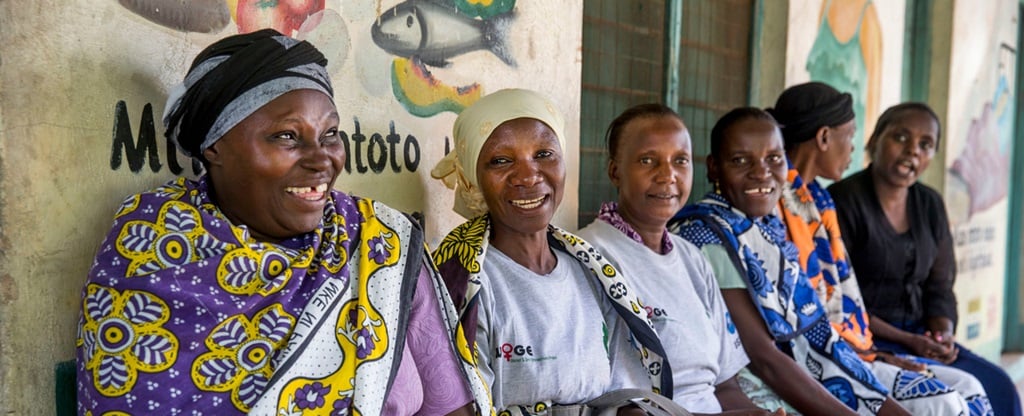Women being screened for cervical cancer in a rural clinic, Kenya