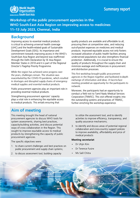 Workshop of the public procurement agencies in the WHO South-East Asia Region on improving access to medicines
